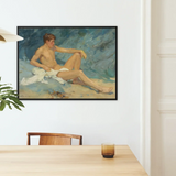 Male Nude Reclining on Rocks - Henry Scott Tuke Art Print / Canvas Framed Painting Nude Male Figure Sand Rendered Impressionistic Henry