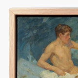 Framed Canvas Print Classical Oil Painting Nude Male Henry Scott Tuke, Paints, Bronzed Flesh Tones