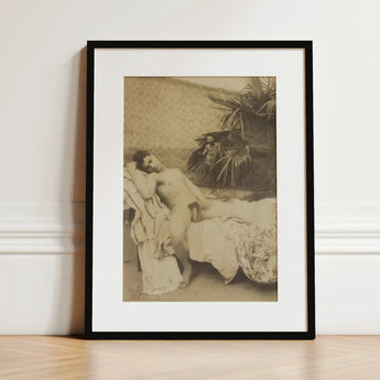 Male Nude Reclining - Vincenzo Galdi Fine Art Print / Canvas Black-framed Sepia-toned Photograph Two Figures Galdi’s 19th-century, Prints