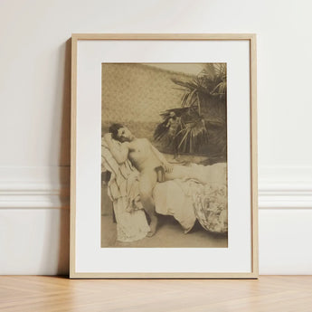 Male Nude Reclining - Vincenzo Galdi Fine Art Print / Canvas Sepia-toned Framed Photograph Figure Outdoor Encased Light Galdi’s