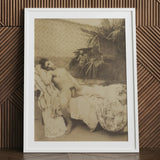 Male Nude Reclining - Vincenzo Galdi Fine Art Print / Canvas White Framed Vintage Photograph Figure Draped Fabric Galdi’s 19th-century,