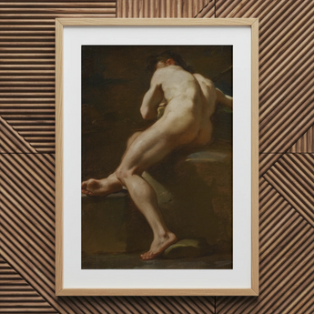 Desnudo masculino visto desde atrás - Ubaldo Gandolfi, impresión de bellas artes / Lienzo, 20x30’’ / 51x76cm / Marco natural / Paspartú, Pósters, impresiones y arte visual