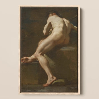 Male Nude Seen from Behind - Ubaldo Gandolfi Fine Art Print / Canvas, 12x18’’ / 31x46cm / Natural Frame, Posters Prints & Visual Artwork,