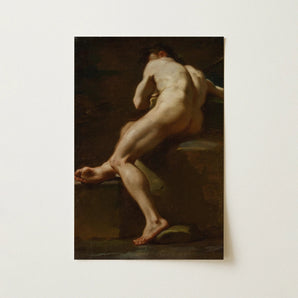 Male Nude Seen from Behind - Ubaldo Gandolfi Fine Art Print / Canvas, 12x18’’ / 31x46cm / Unframed / no Border, Posters Prints & Visual