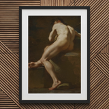 Male Nude Seen from Behind - Ubaldo Gandolfi Fine Art Print / Canvas Black Framed Nude Male Figure Painting Ubaldo Gandolfi, Gandolfi Fine