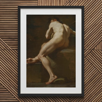 Male Nude Seen from Behind - Ubaldo Gandolfi Fine Art Print / Canvas Black Framed Figure Painting, Celestial Constellation Prints