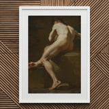 Male Nude Seen from Behind - Ubaldo Gandolfi Fine Art Print / Canvas White Framed Figure Painting, Celestial Constellation Prints