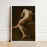 Male Nude Seen from Behind - Ubaldo Gandolfi Fine Art Print / Canvas Framed Classical Painting Figure Dynamic Pose, Celestial Constellation