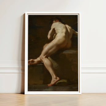 Male Nude Seen from Behind - Ubaldo Gandolfi Fine Art Print / Canvas Framed Classical Painting Figure Dynamic Pose, Celestial Constellation