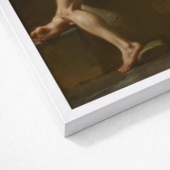 Male Nude Seen from Behind - Ubaldo Gandolfi Fine Art Print / Canvas White Framed Classical Painting Bare Feet, Celestial Constellation