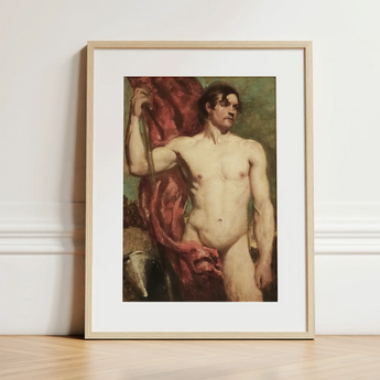 Male Nude Standard Bearer - William Etty Art Print / Canvas, 12x16’’ / 31x41cm / Natural Frame / Matboard, Posters Prints & Visual Artwork,