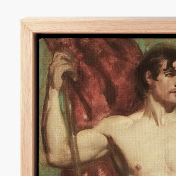Male Nude Standard Bearer - William Etty Art Print / Canvas Framed Classical Painting Muscular Figure Warm, Sinewy Form Bathed Prints