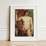 Male Nude Standard Bearer - William Etty Art Print / Canvas Framed Classical Figure Warm, Sinewy Form Bathed Prints
