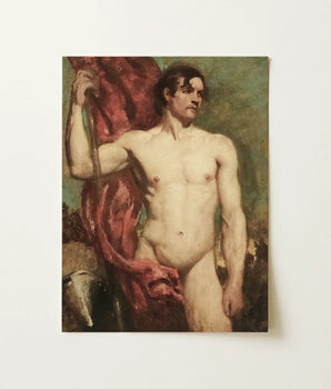 Rectangular Canvas Print Classical Painting Nude Male Figure William Etty, Standard Bearer, Sinewy Form Bathed