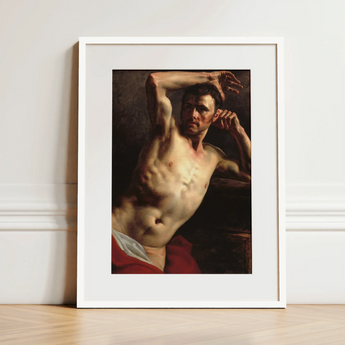 Male Nude - Theodore Gericault Art Print / Canvas, 12x16’’ / 31x41cm / White Frame / Matboard, Posters Prints & Visual Artwork, Toby Leon