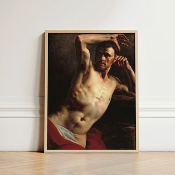 Male Nude - Theodore Gericault Art Print / Canvas Framed Classical-style Painting Muscular Figure Arm Théodore Géricault’s Study,