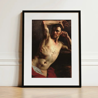 Male Nude - Theodore Gericault Art Print / Canvas Black-framed Classical Painting Dramatic Théodore Géricault’s Study, Homoerotic, Prints