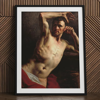 Male Nude - Theodore Gericault Art Print / Canvas Black-framed Classical Painting Dramatic Théodore Géricault’s Study, Homoerotic, Prints