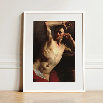 Male Nude - Theodore Gericault Art Print / Canvas Framed Classical-style Painting Muscular Figure Warm Théodore Géricault’s Study,