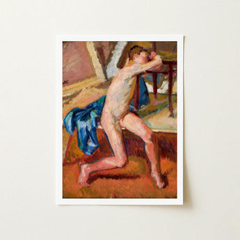 Male Nude - Wojciech Weiss Fine Art Print / Canvas Framed Oil Painting Figure Expressive Pose, Brushstroke Colliding, Fugitive Ecstasy