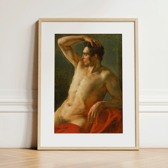 Male Torso in Profile - Theodore Gericault Art Print / Canvas, 12x16’’ / 31x41cm / Natural Frame / Matboard, Posters Prints & Visual