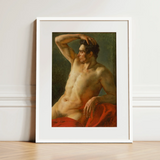 Male Torso in Profile - Theodore Gericault Art Print / Canvas, 12x16’’ / 31x41cm / White Frame / Matboard, Posters Prints & Visual Artwork,