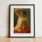 Male Torso in Profile - Theodore Gericault Art Print / Canvas Black-framed Classical Nude Figure Defined Théodore Géricault’s, Homoerotic,