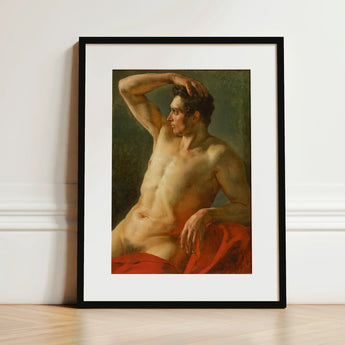 Male Torso in Profile - Theodore Gericault Art Print / Canvas Black-framed Classical Nude Figure Defined Théodore Géricault’s, Homoerotic,