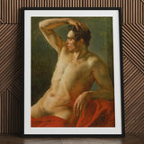 Male Torso in Profile - Theodore Gericault Art Print / Canvas Framed Classical Oil Painting Muscular Nude Figure Théodore Géricault’s,