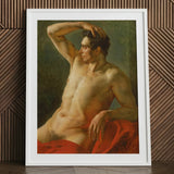 Male Torso in Profile - Theodore Gericault Art Print / Canvas Framed Classical Painting Nude Figure Arm Raised Théodore Géricault’s,