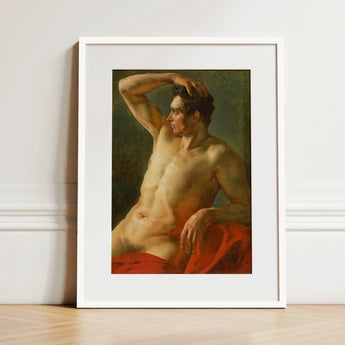 Male Torso in Profile - Theodore Gericault Art Print / Canvas Framed Classical Painting Nude Figure Arm Raised Théodore Géricault’s,