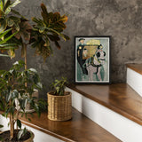 Man in Carriage - Edward Penfield Art Print / Canvas Framed Horse-drawn Stylized Figures Set Penfield’s, Cuts, Flat Planes, Coachman Looms