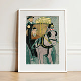 Man in Carriage - Edward Penfield Art Print / Canvas Framed Horse-drawn Stylized Vintage Illustration Penfield’s, Cuts, Flat Planes,