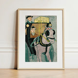 Man in Carriage - Edward Penfield Art Print / Canvas Framed Stylized Illustration Horse-drawn Two Penfield’s, Cuts, Flat Planes, Coachman