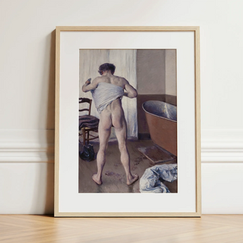 Man at His Bath - Gustave Caillebotte Nude Art Print / Canvas, 12x16’’ / 31x41cm / Natural Frame / Matboard, Posters Prints & Visual