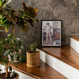 Man at His Bath - Gustave Caillebotte Nude Art Print / Canvas Framed Black White Photograph Wooden Stairs Alongside Potted Gay,
