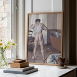 Man at His Bath - Gustave Caillebotte Nude Art Print / Canvas Framed Painting Light Wood Frame Male Figure Gay, Caillebotte’s Prints