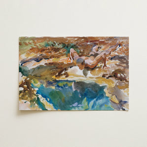 Man and Pool - John Singer Sargent Nude Art Print / Canvas, 18x12’’ / 46x31cm / Unframed / no Border, Posters Prints & Visual Artwork, Toby