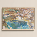 Man and Pool - John Singer Sargent Nude Art Print / Canvas Framed Watercolor Painting Figure Earthy Tones Vibrant Blue John Singer Sargent,