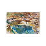 Man and Pool - John Singer Sargent Nude Art Print / Canvas Watercolor Painting Rocky Shoreline Blue Water, Exploding Conventional Notions,
