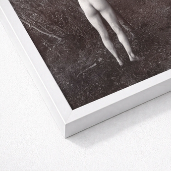 White Framed Black Photographic Print Bare Legs Natural Man Posing Naked, Holding, Branch, Von Gloeden