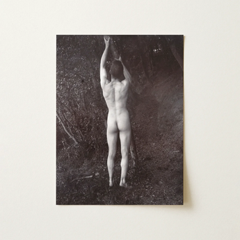 Man Posing Naked Holding Branch of a Tree - Edwin Nichol Fallaize Art Print / Canvas, 12x16’’ / 31x41cm / Unframed / no Border, Posters