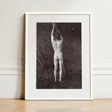 Man Posing Naked Holding Branch of a Tree - Edwin Nichol Fallaize Art Print / Canvas Black-and-white Framed Photograph Nude Male Figure