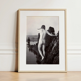 Man Posing Naked on a Rocky Outcrop - Edwin Nichol Fallaize Art Print / Canvas, 12x16’’ / 31x41cm / Natural Frame / Matboard, Posters
