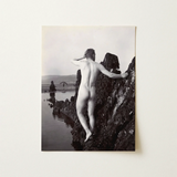 Man Posing Naked on a Rocky Outcrop - Edwin Nichol Fallaize Art Print / Canvas Black-and-white Photographic Nude Male Figure