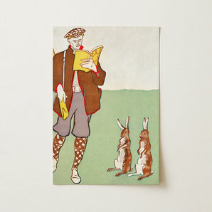 Man Reading a Book with Hares - Edward Penfield Art Print / Canvas, Edward Penfield Art, Queer Coding Meets American Illustration, Penfield