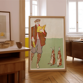 Man Reading a Book with Hares - Edward Penfield Art Print / Canvas, Posters Prints & Visual Artwork, Toby Leon
