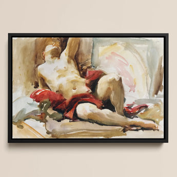 Man with Red Drapery - John Singer Sargent Art Print / Canvas, 18x12’’ / 46x31cm / Black Frame, Posters Prints & Visual Artwork, Toby Leon