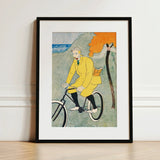 Man Riding Bicycle - Edward Penfield Art Print / Canvas Yellow Cyclist Illustration Black Frame White Mat, Penfield’s, Gay Nineties