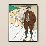 Man Smoking a Pipe - Edward Penfield Art Print / Canvas, 12x16’’ / 31x41cm / Black Frame, Posters Prints & Visual Artwork, Toby Leon